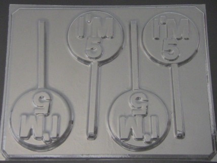 4190 I'm Five 5 Chocolate or Hard Candy Lollipop Mold